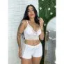 Baby Doll Feminino Curto com Detalhes em Renda e Fita de Cetim