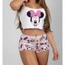 Baby Doll da Minnie - modelo feminino com estampa rosa e detalhes em poá